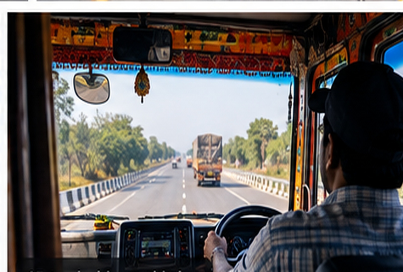 Truck driver seated in the cabin